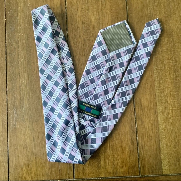 Alexander Julian Colours plaid purple & gray neck tie - Picture 2 of 3